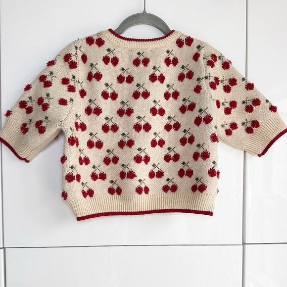 Cider Cherry Sweater Cropped Knit Crew Beck Size Medium Short Sleeve - Picture 5 of 5